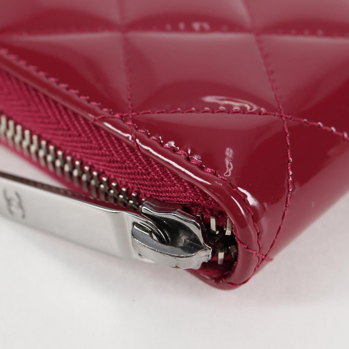 CHANEL Matelasse Brilliant Long Wallet Enamel Pink Silver CC Auth yk18767V