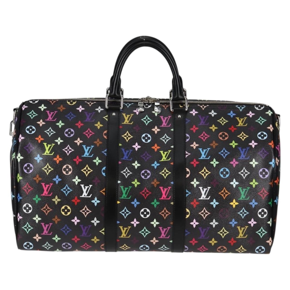 LOUIS VUITTON Multicolor Keepall Bandouliere 50 Bag Black M13745 Auth yk18768SM
