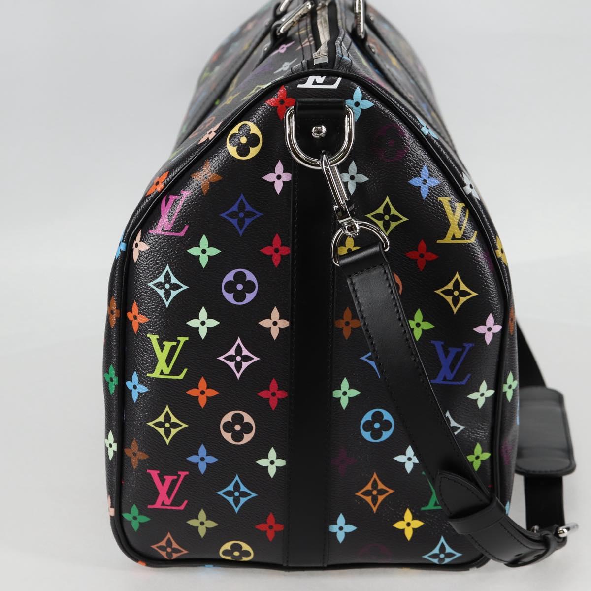 LOUIS VUITTON Multicolor Keepall Bandouliere 50 Bag Black M13745 Auth yk18768SM