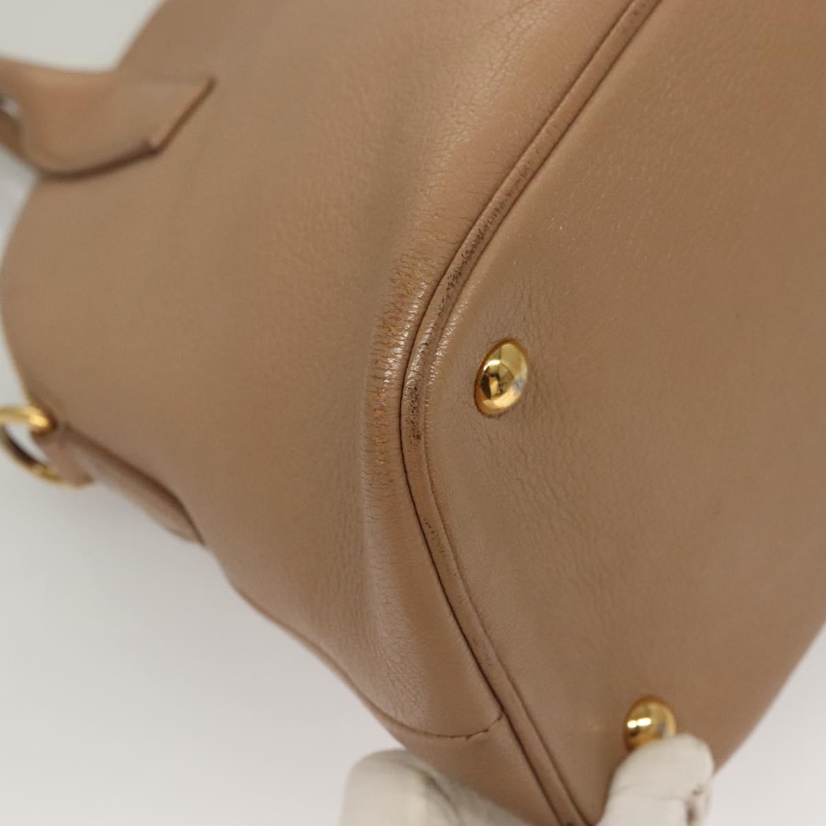 Miu Miu Hand Bag Leather 2way Beige Gold Auth yk18770