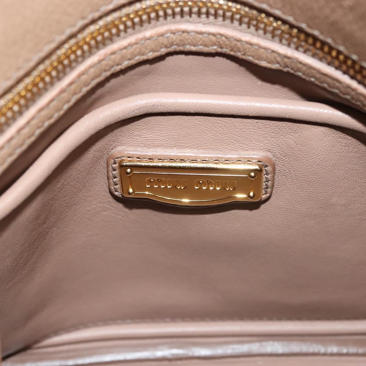 Miu Miu Hand Bag Leather 2way Beige Gold Auth yk18770