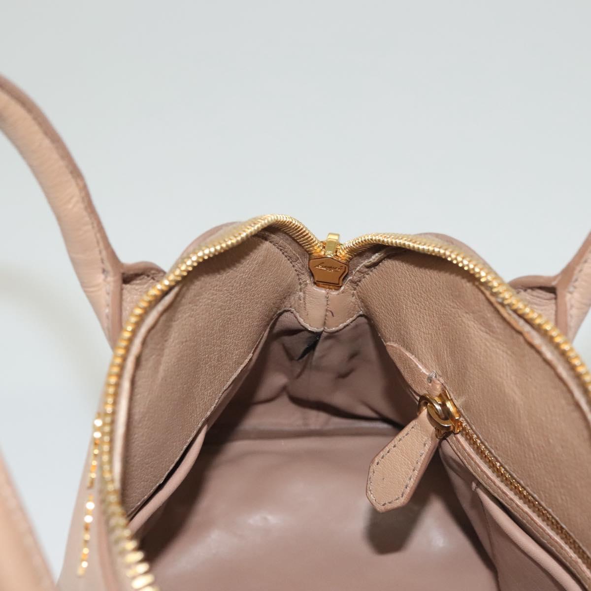 Miu Miu Hand Bag Leather 2way Beige Gold Auth yk18770
