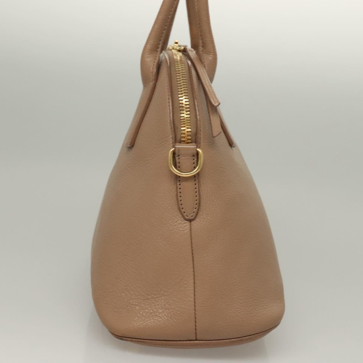 Miu Miu Hand Bag Leather 2way Beige Gold Auth yk18770