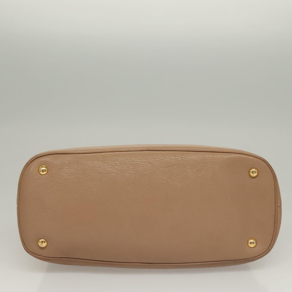 Miu Miu Hand Bag Leather 2way Beige Gold Auth yk18770