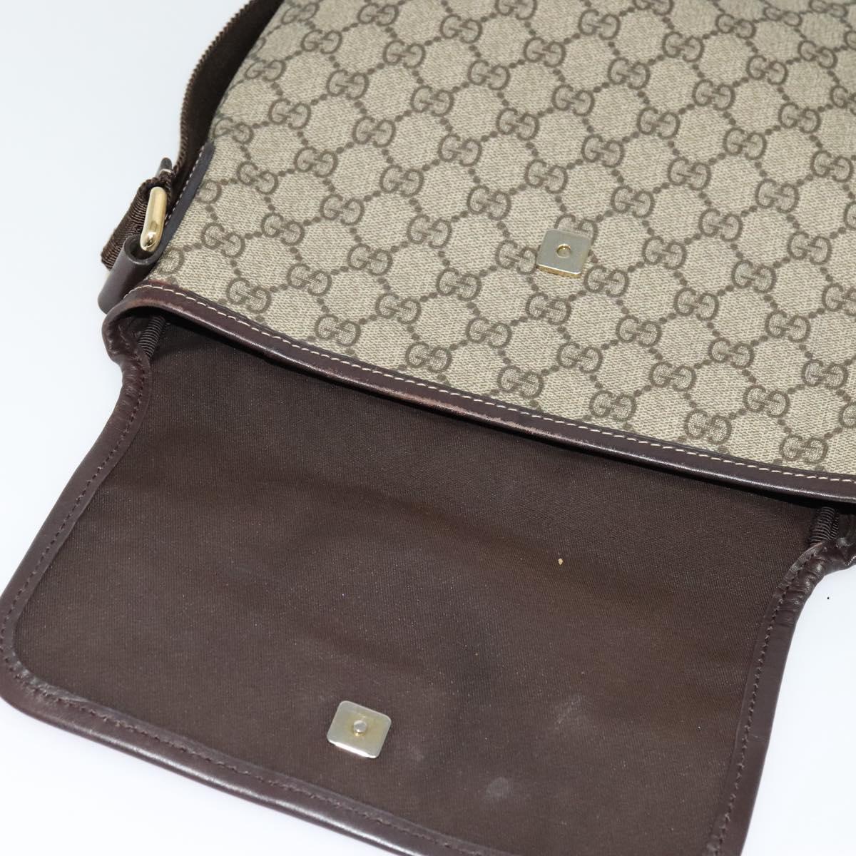 GUCCI GG Supreme Shoulder Bag PVC Beige Gold 223666 Auth yk18788