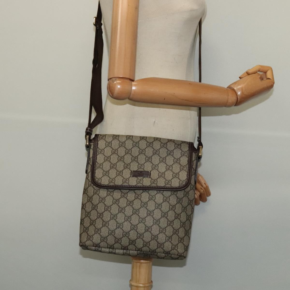 GUCCI GG Supreme Shoulder Bag PVC Beige Gold 223666 Auth yk18788