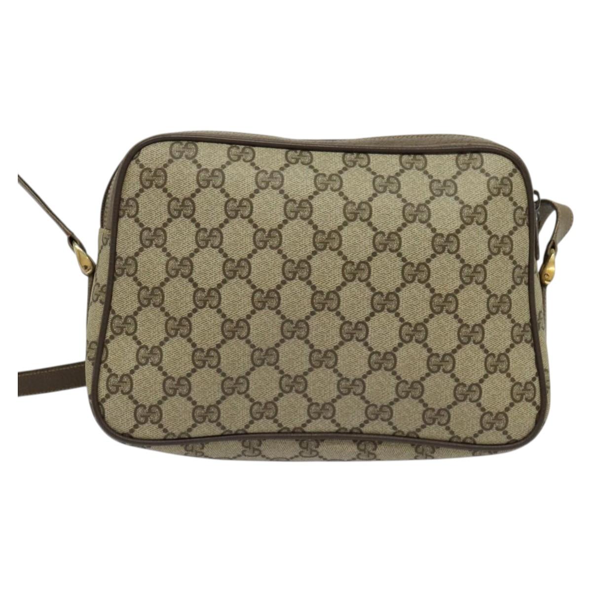 GUCCI GG Supreme Web Sherry Line Shoulder Bag PVC Beige 904 02 049 Auth yk18789