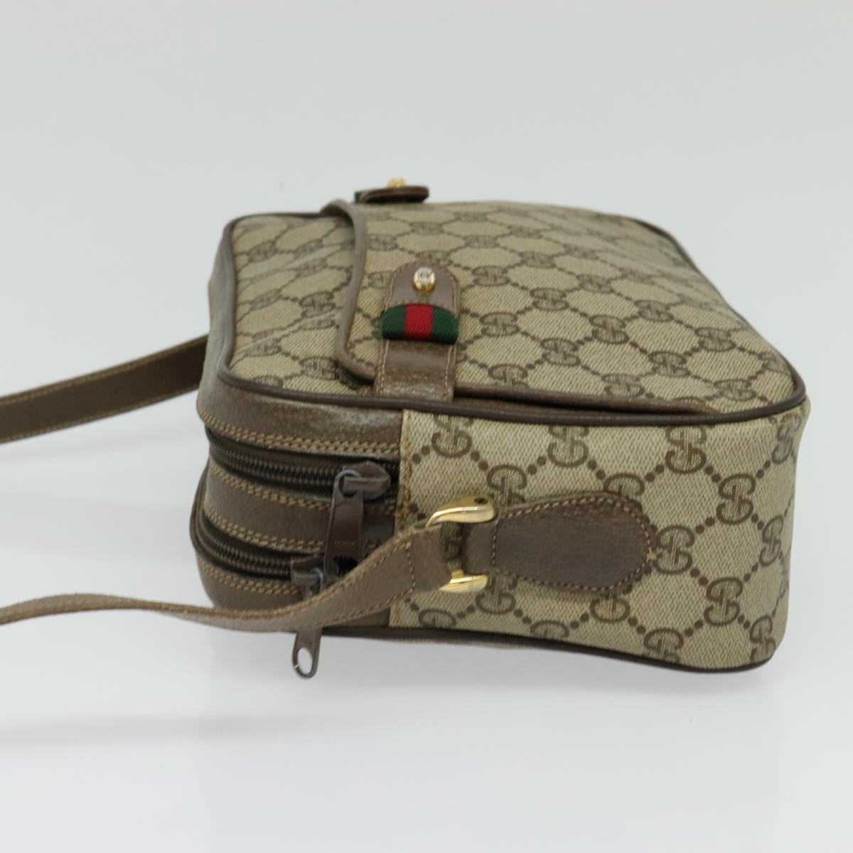 GUCCI GG Supreme Web Sherry Line Shoulder Bag PVC Beige 904 02 049 Auth yk18789