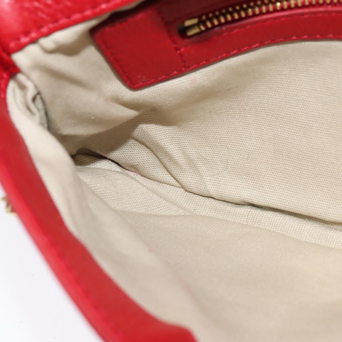 TORY BURCH Chain Amanda Shoulder Bag Leather Red Gold Auth yk18802