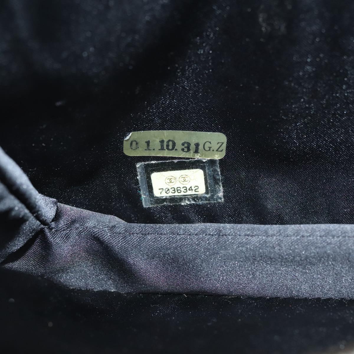 CHANEL Frill Chain Hand Bag Lamb Skin Beige Gold CC Auth yk18806