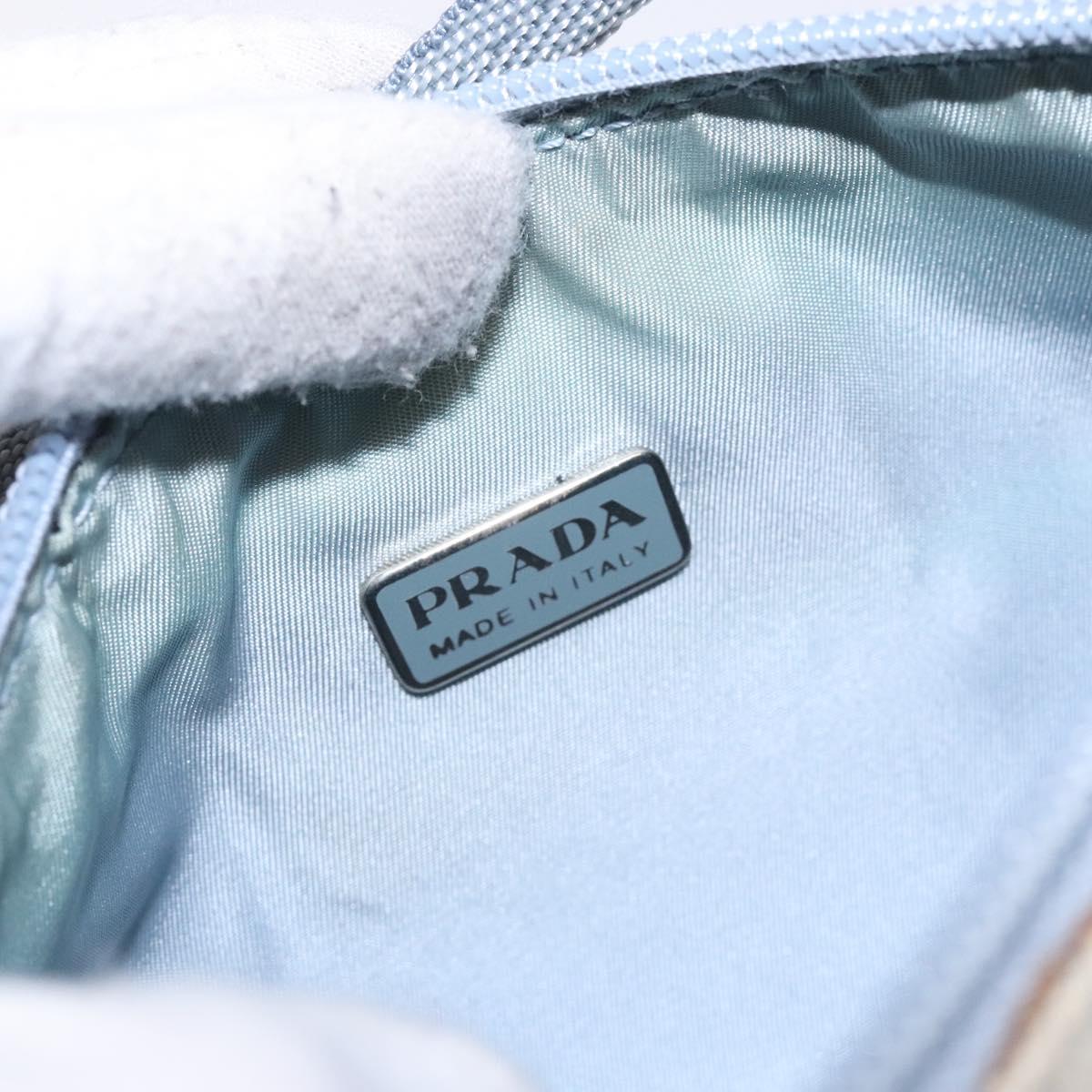 PRADA Sports Accessory Pouch Canvas Blue Silver Auth yk18833