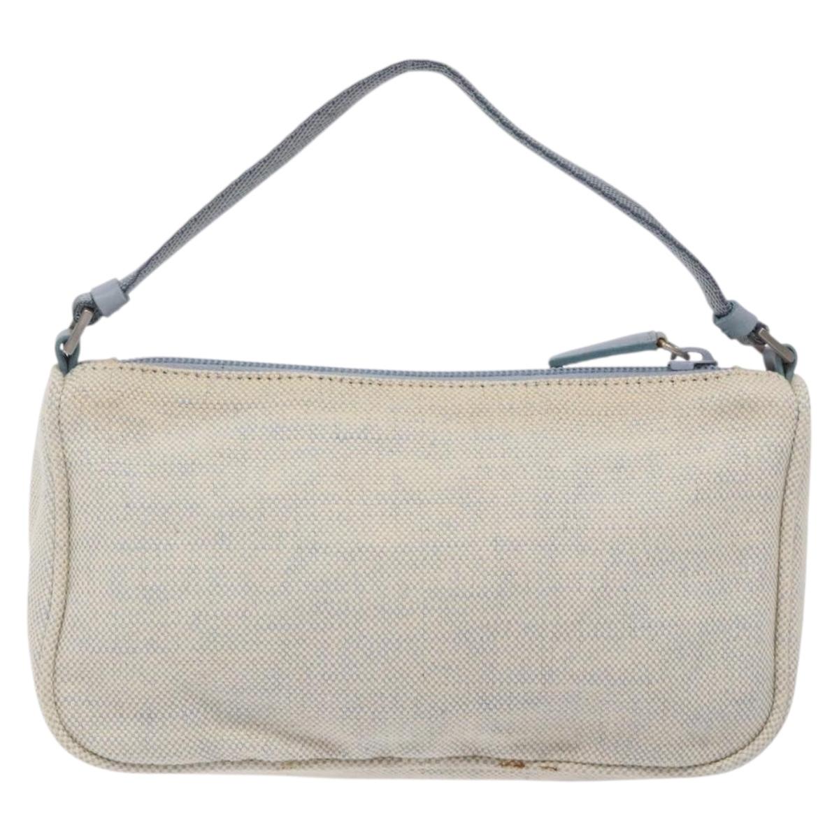 PRADA Sports Accessory Pouch Canvas Blue Silver Auth yk18833