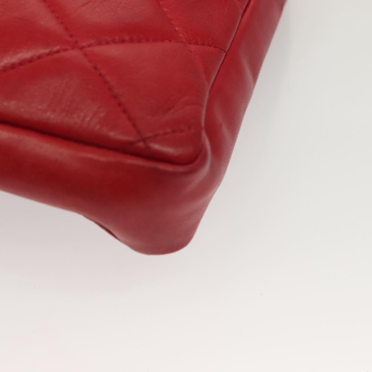 CHANEL Matelasse Chain Waist bag Lamb Skin Red Gold CC Auth yk18848