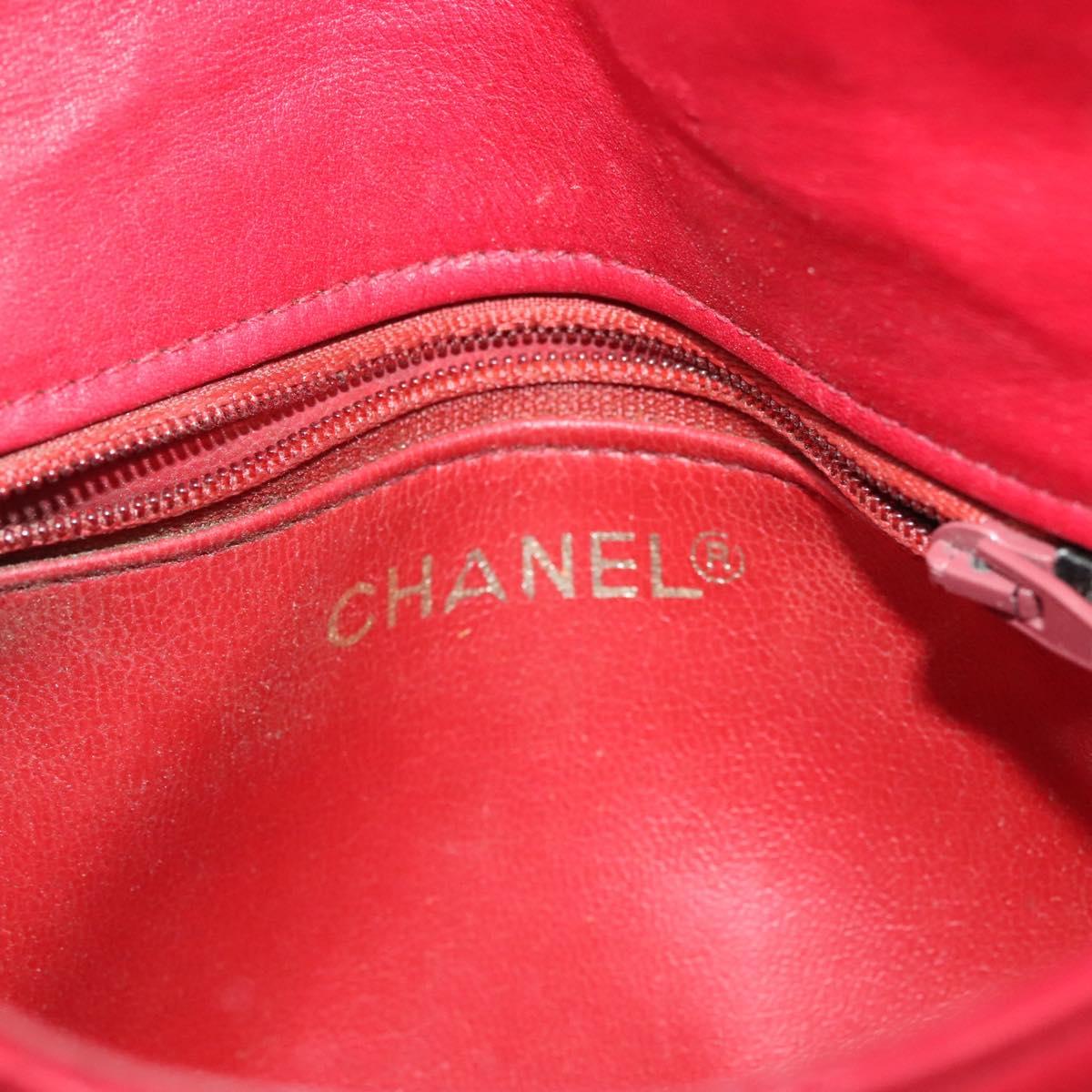 CHANEL Matelasse Chain Waist bag Lamb Skin Red Gold CC Auth yk18848