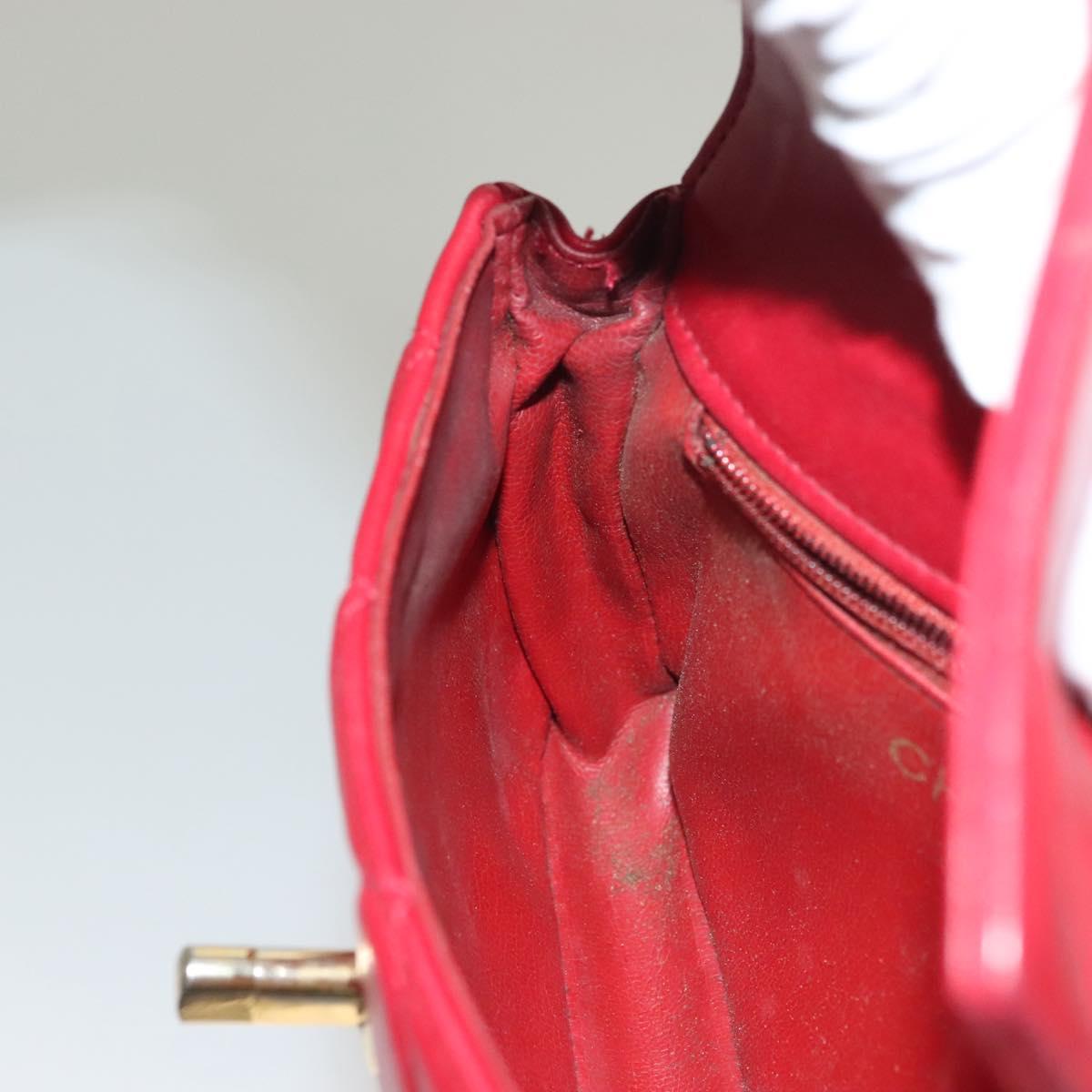 CHANEL Matelasse Chain Waist bag Lamb Skin Red Gold CC Auth yk18848