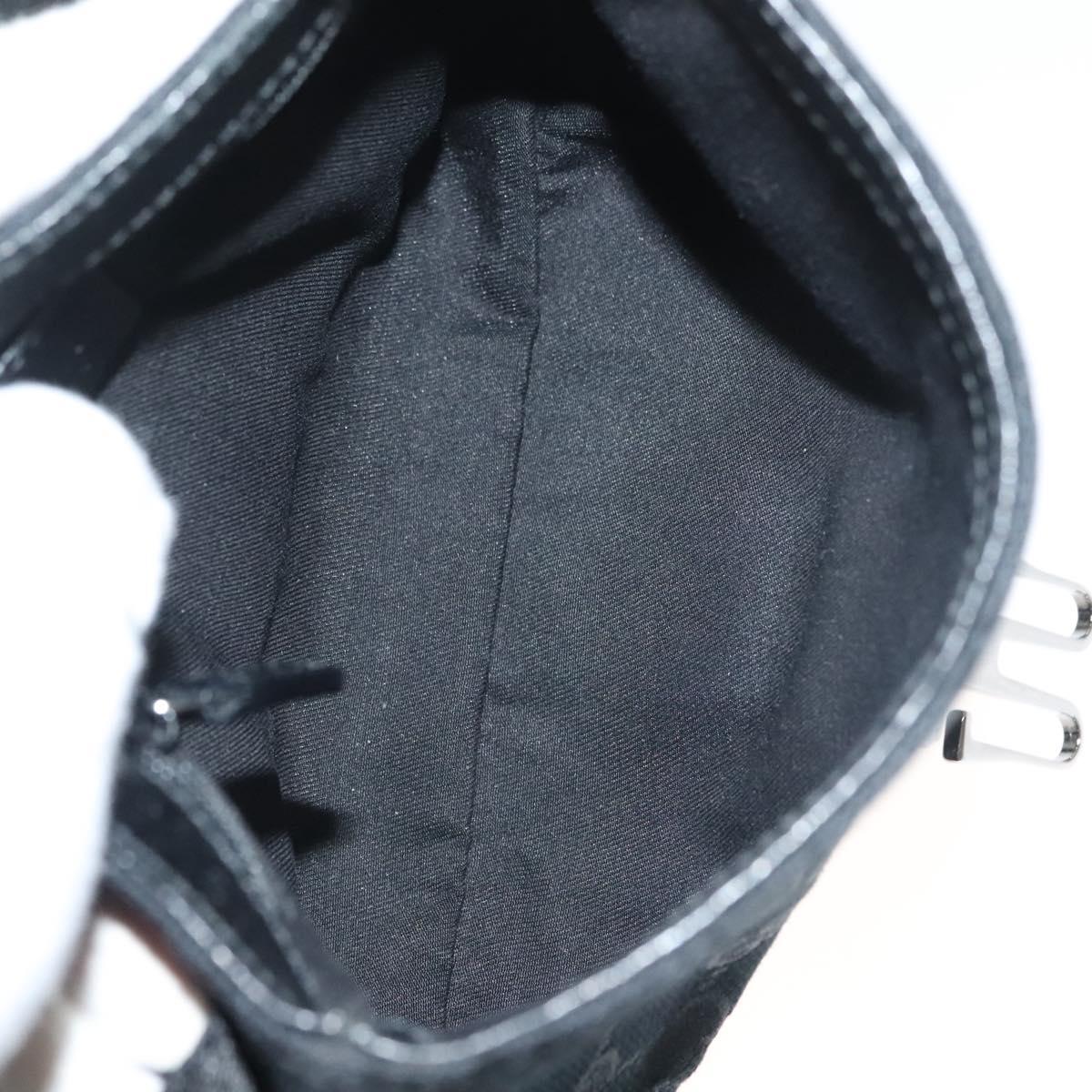 GUCCI GG Canvas Waist Bag Black Silver 131236 Auth yk18870