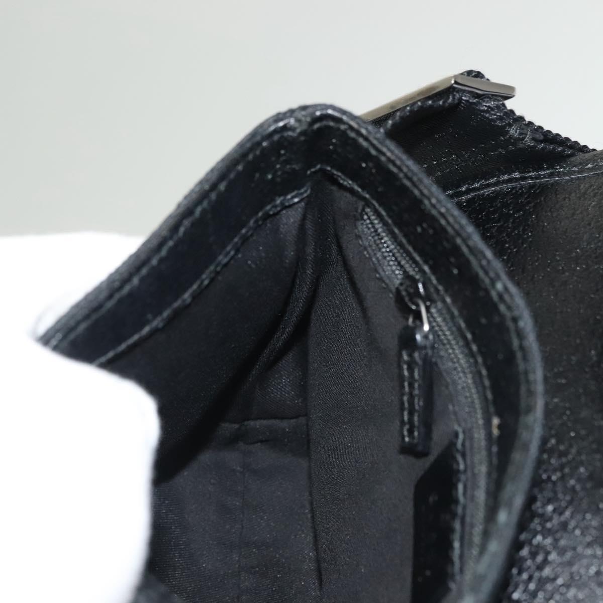 GUCCI GG Canvas Waist Bag Black Silver 131236 Auth yk18870