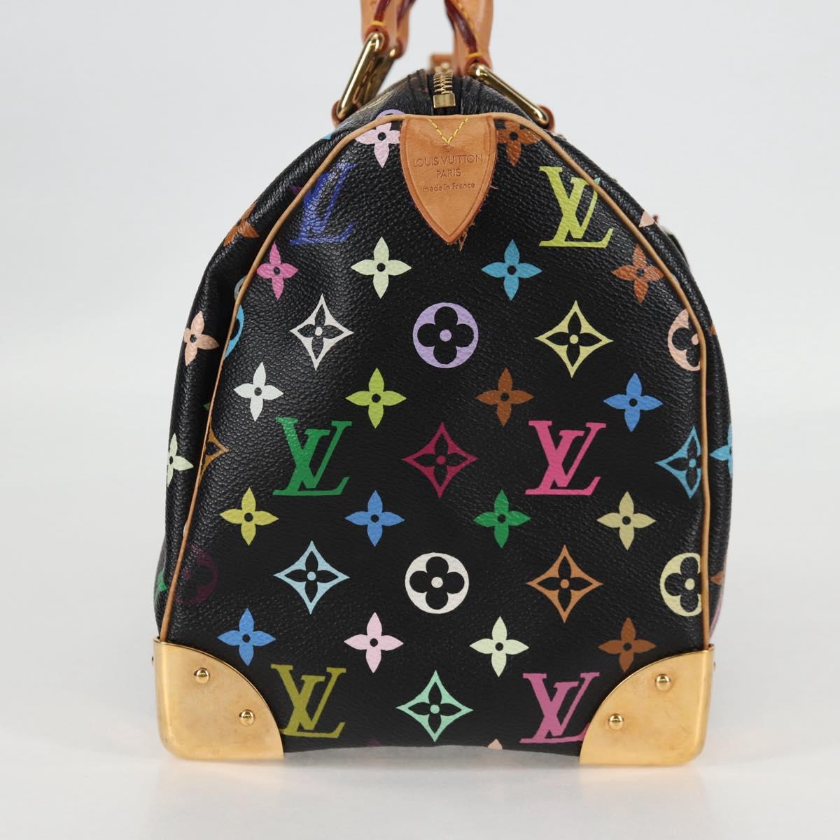 LOUIS VUITTON Monogram Multicolor Speedy 30 Hand Bag Black M92642 Auth yk18882V