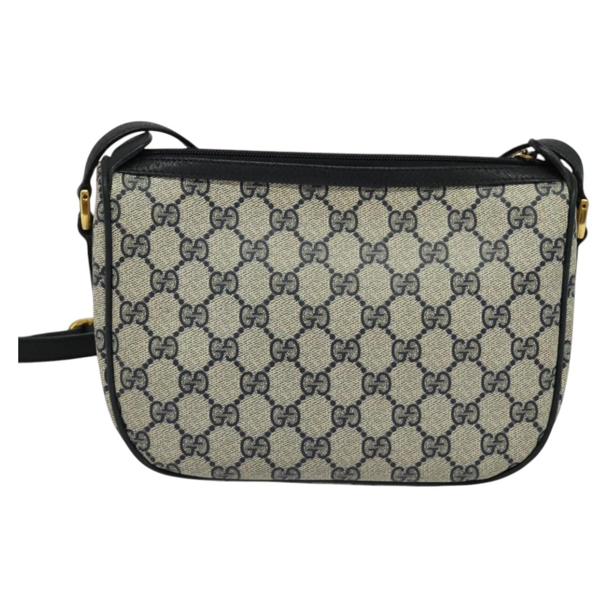 GUCCI GG Supreme Sherry Line Shoulder Bag PVC Navy Gold 89 02 032 Auth yk18894
