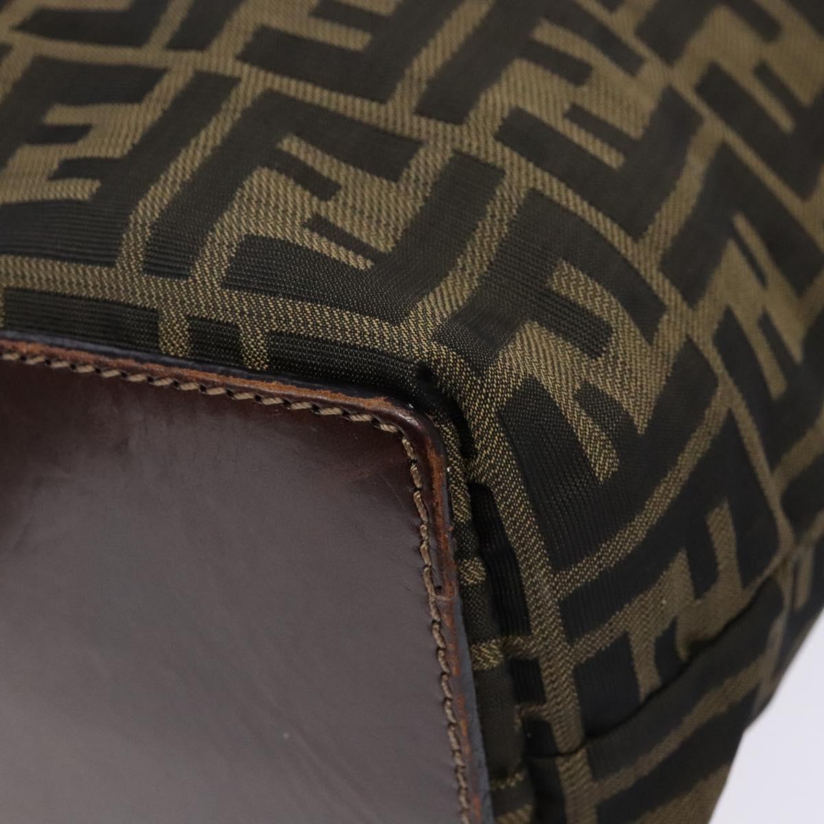 FENDI Zucca Canvas Hand Bag Black Brown Auth yk18896