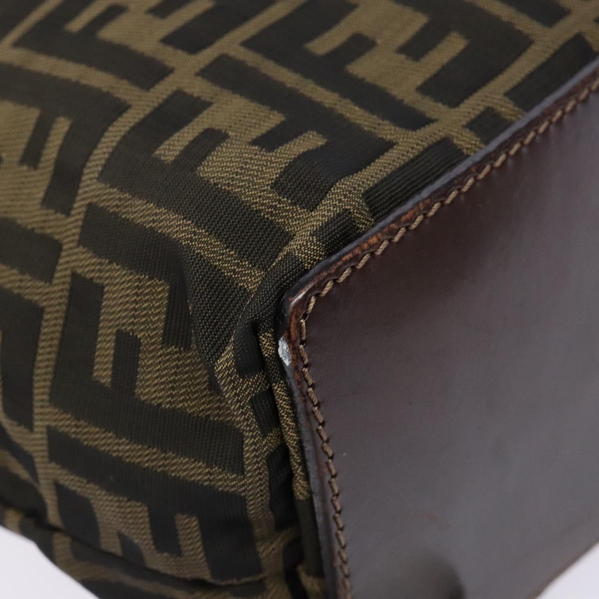 FENDI Zucca Canvas Hand Bag Black Brown Auth yk18896