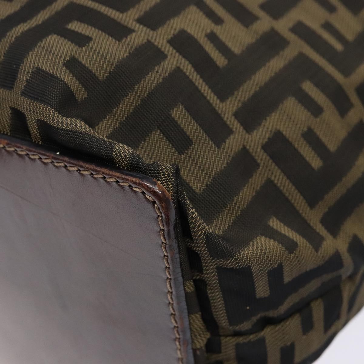 FENDI Zucca Canvas Hand Bag Black Brown Auth yk18896