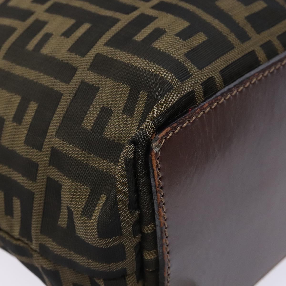 FENDI Zucca Canvas Hand Bag Black Brown Auth yk18896
