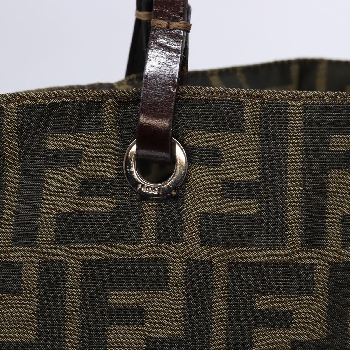 FENDI Zucca Canvas Hand Bag Black Brown Auth yk18896