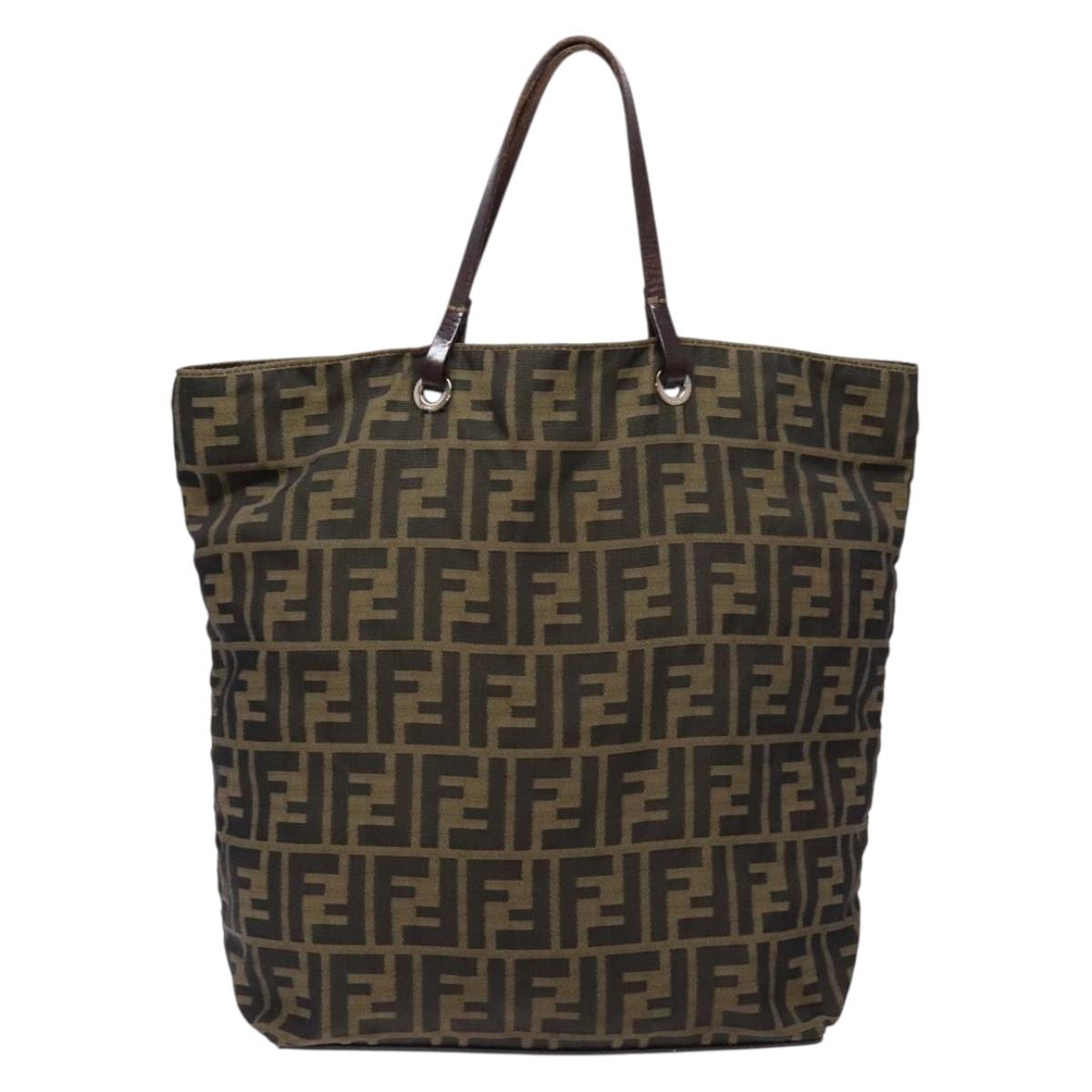 FENDI Zucca Canvas Hand Bag Black Brown Auth yk18896