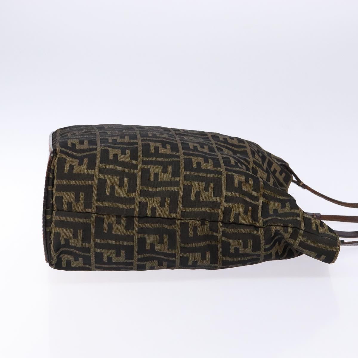 FENDI Zucca Canvas Hand Bag Black Brown Auth yk18896