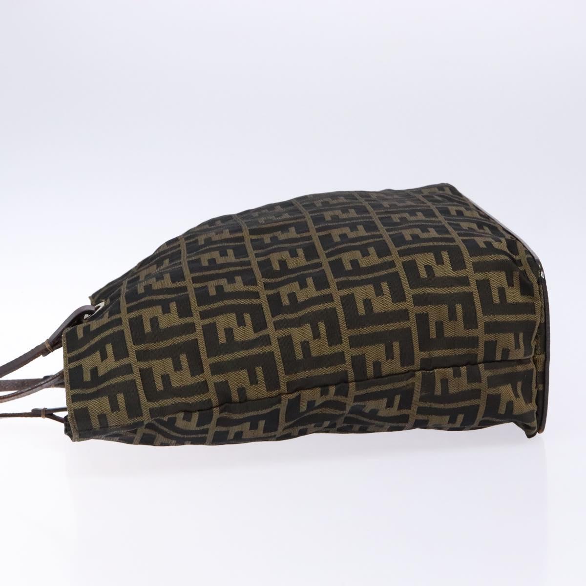 FENDI Zucca Canvas Hand Bag Black Brown Auth yk18896