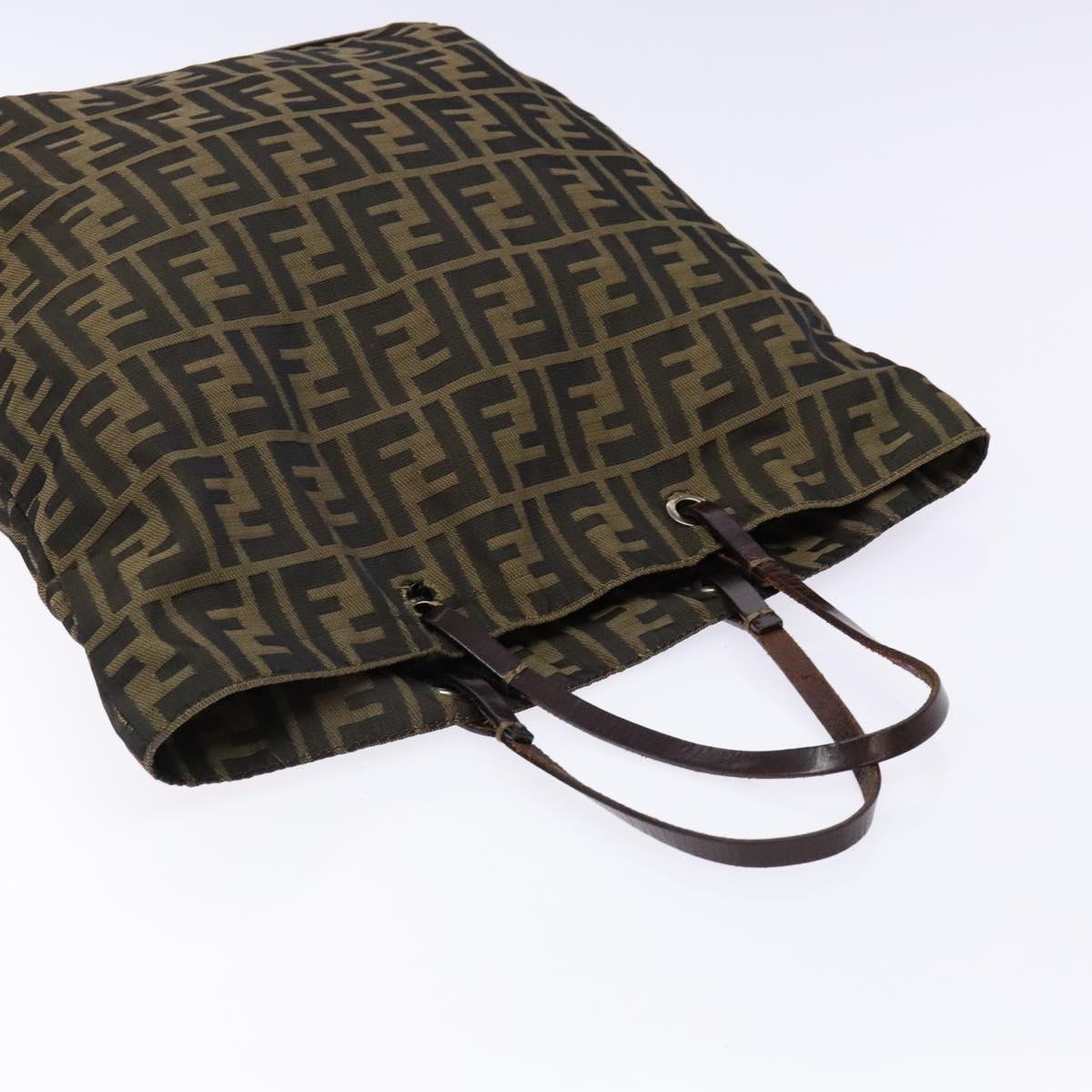 FENDI Zucca Canvas Hand Bag Black Brown Auth yk18896