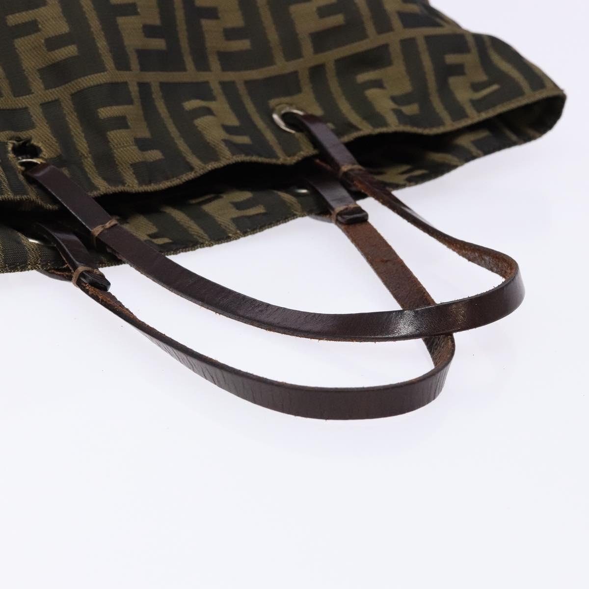 FENDI Zucca Canvas Hand Bag Black Brown Auth yk18896