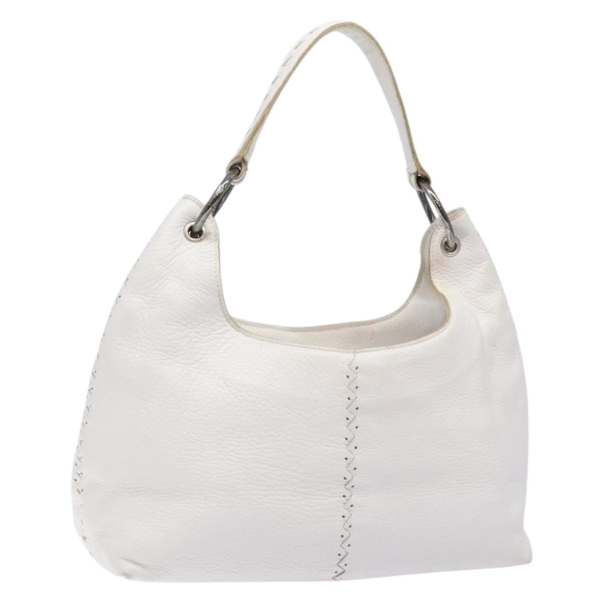 BOTTEGA VENETA Shoulder Bag Leather White Auth yk18912