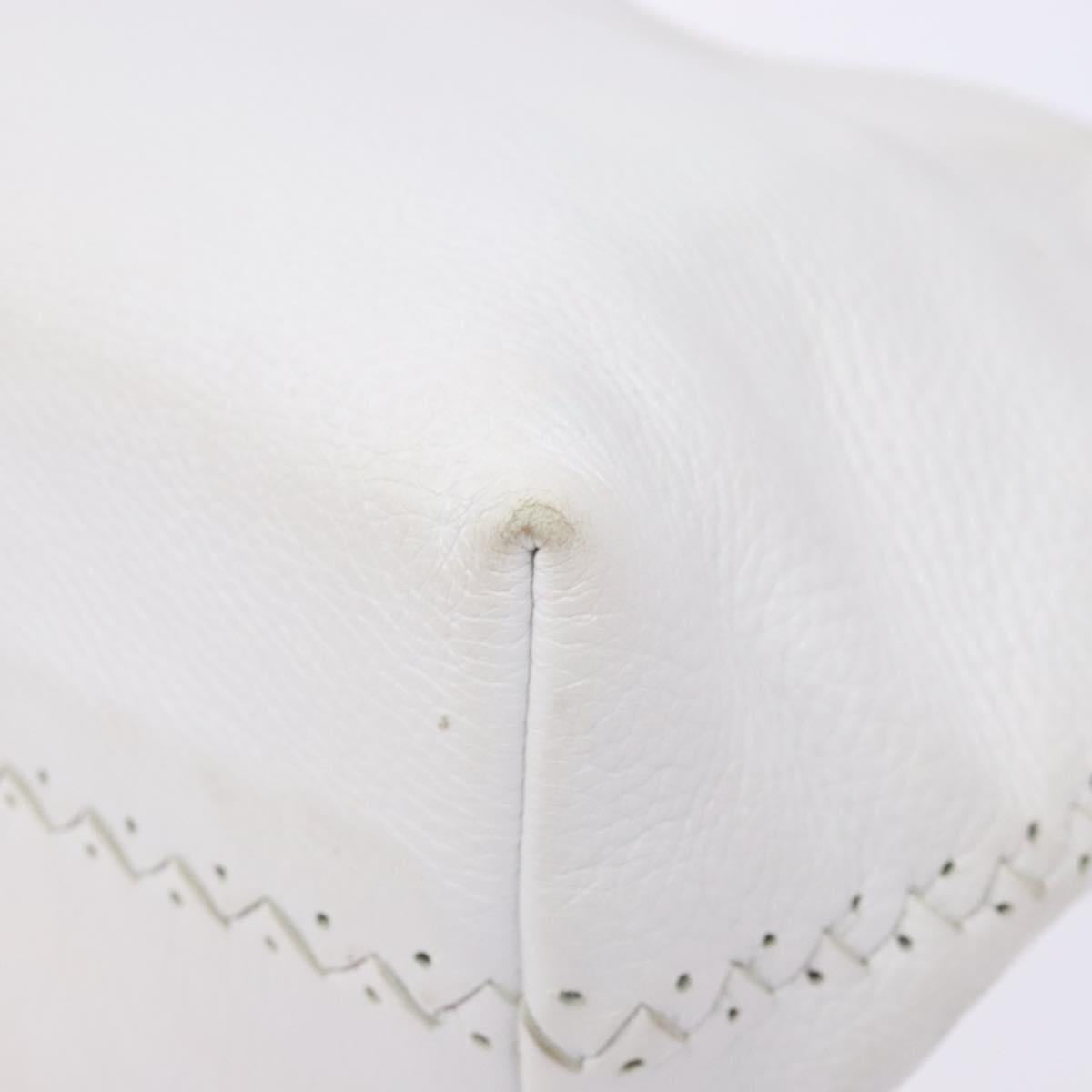 BOTTEGA VENETA Shoulder Bag Leather White Auth yk18912