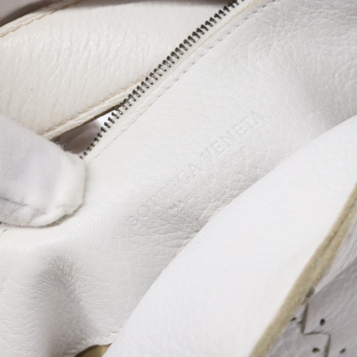 BOTTEGA VENETA Shoulder Bag Leather White Auth yk18912