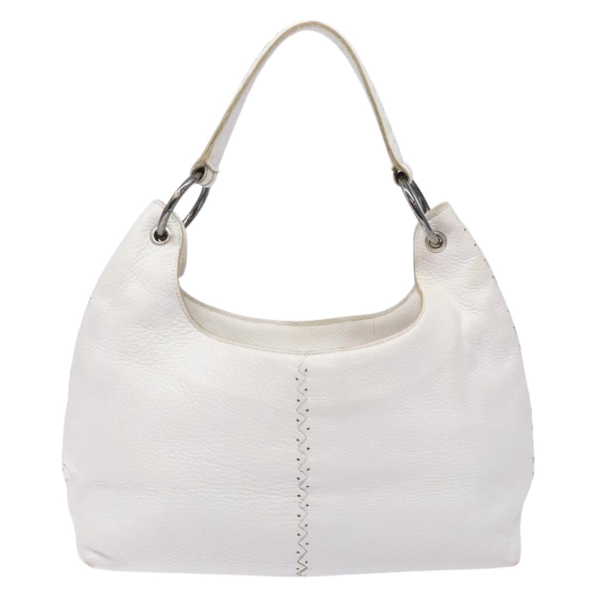 BOTTEGA VENETA Shoulder Bag Leather White Auth yk18912