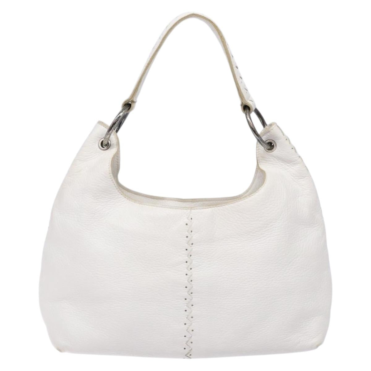 BOTTEGA VENETA Shoulder Bag Leather White Auth yk18912