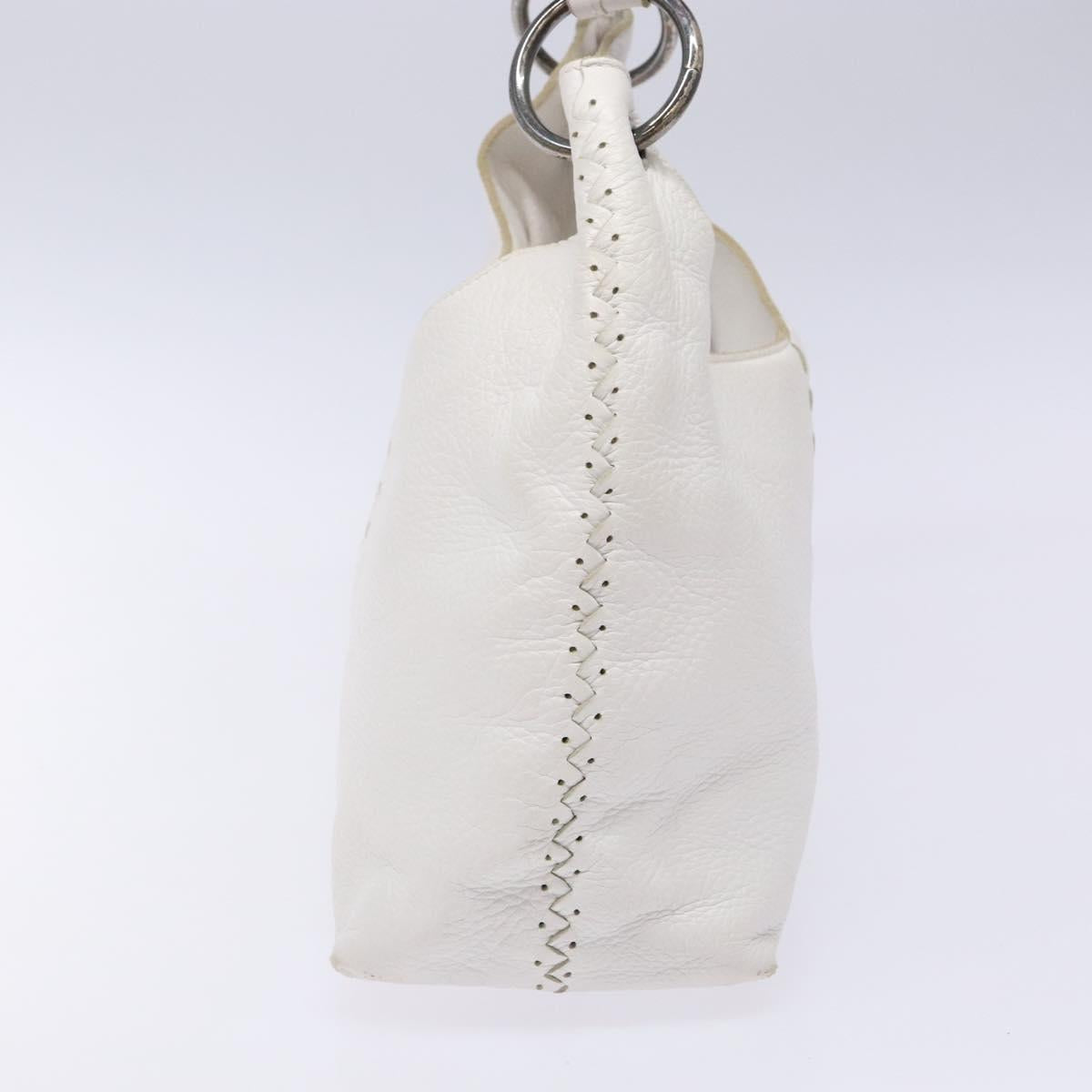 BOTTEGA VENETA Shoulder Bag Leather White Auth yk18912