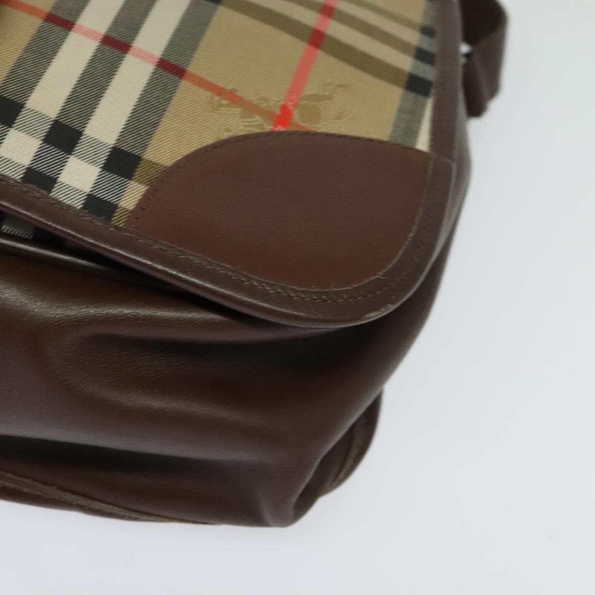 Burberrys Nova Check Shoulder Bag Canvas Leather Beige Gold Auth yk18913