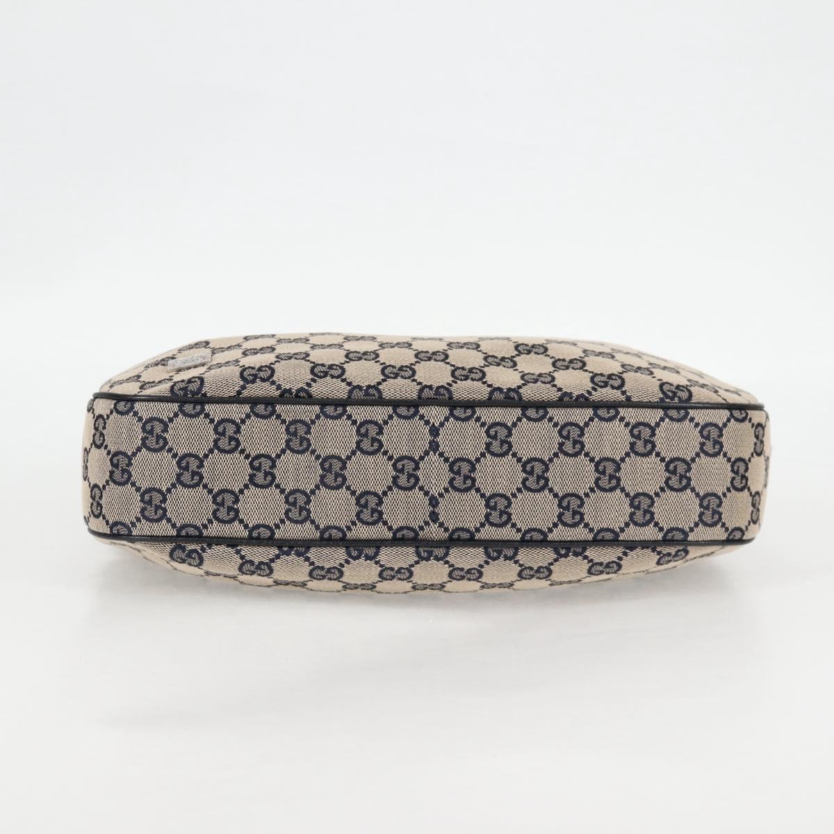 GUCCI GG Canvas Sherry Line Shoulder Bag Navy Beige Red 145757 Auth yk18918V