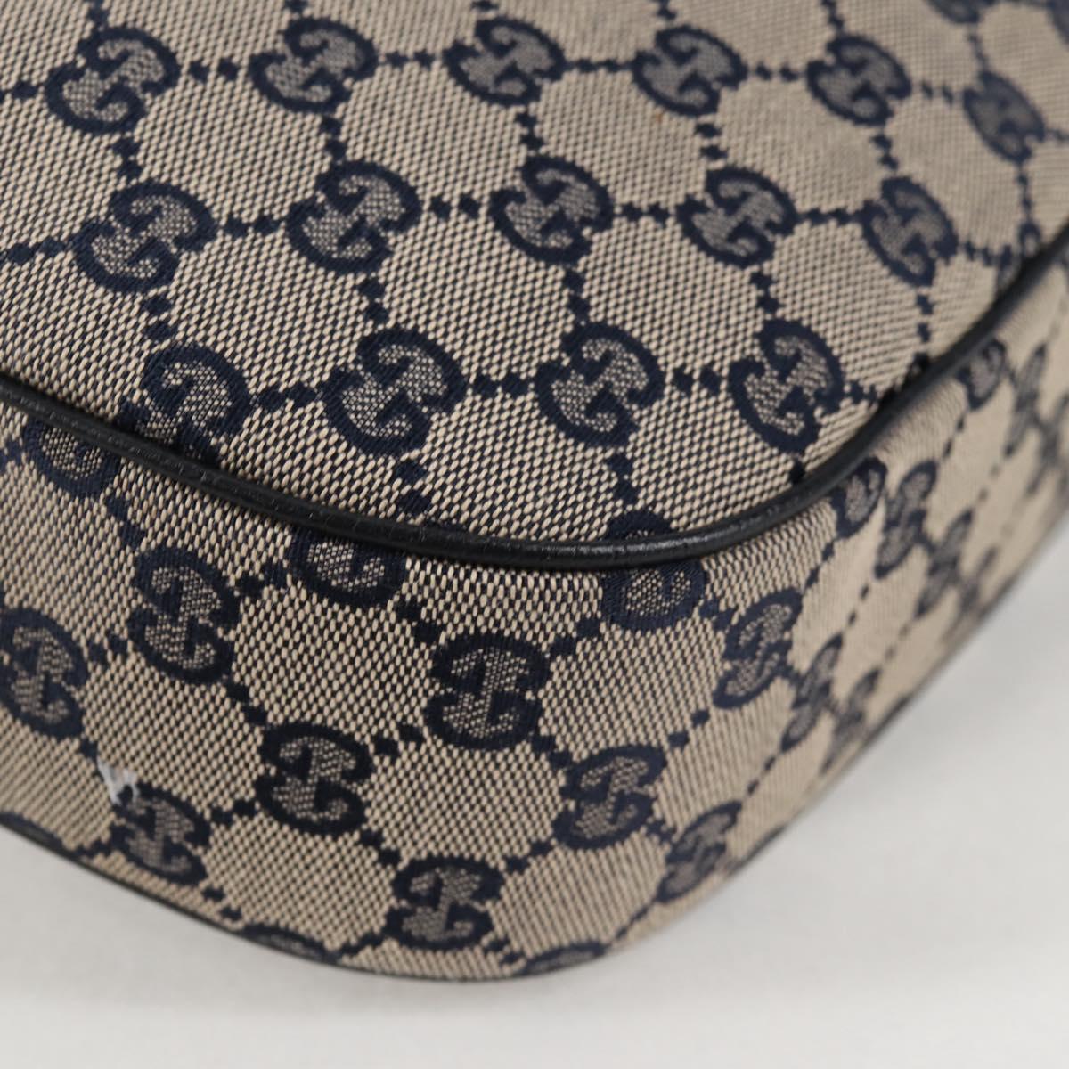 GUCCI GG Canvas Sherry Line Shoulder Bag Navy Beige Red 145757 Auth yk18918V