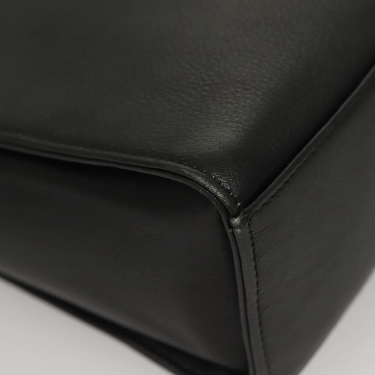 VERSACE Shoulder Bag Leather Black Gold Auth yk18934