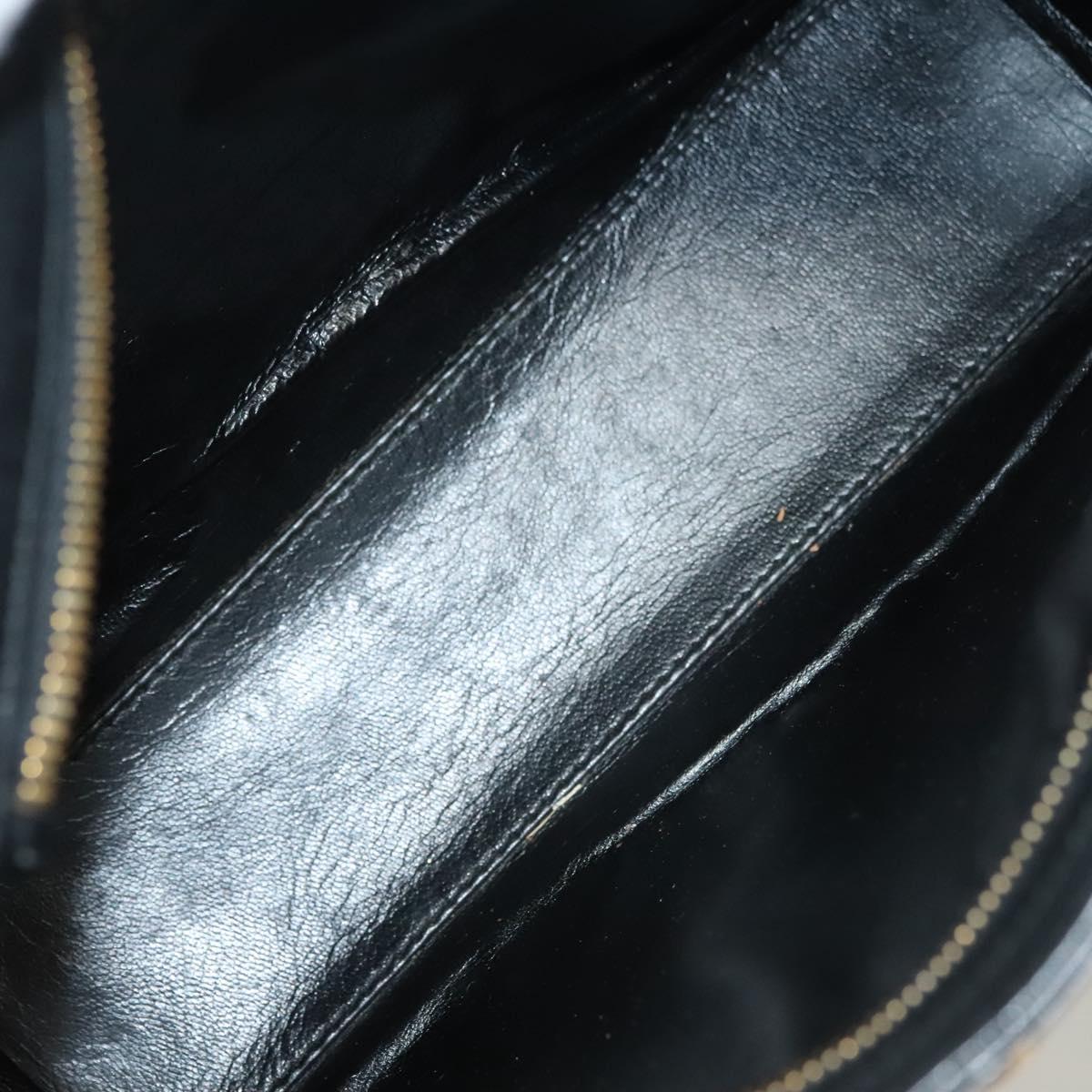 VERSACE Shoulder Bag Leather Black Gold Auth yk18934