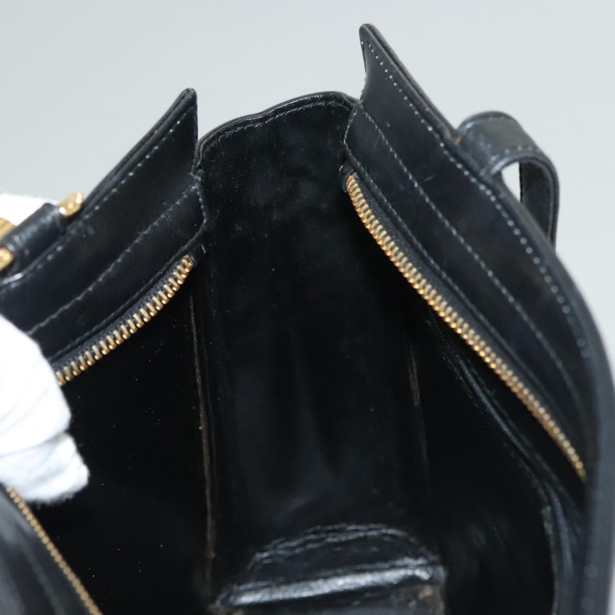 VERSACE Shoulder Bag Leather Black Gold Auth yk18934