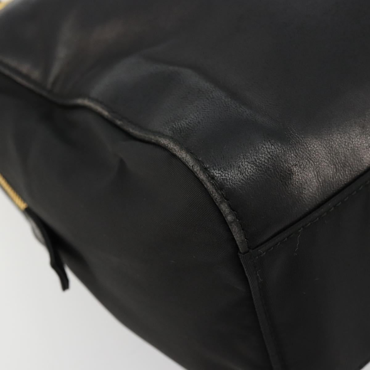 PRADA Chain Shoulder Bag Leather Black Gold Auth yk18939