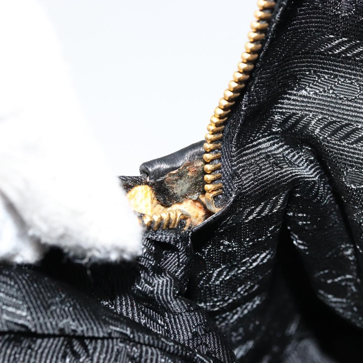 PRADA Chain Shoulder Bag Leather Black Gold Auth yk18939