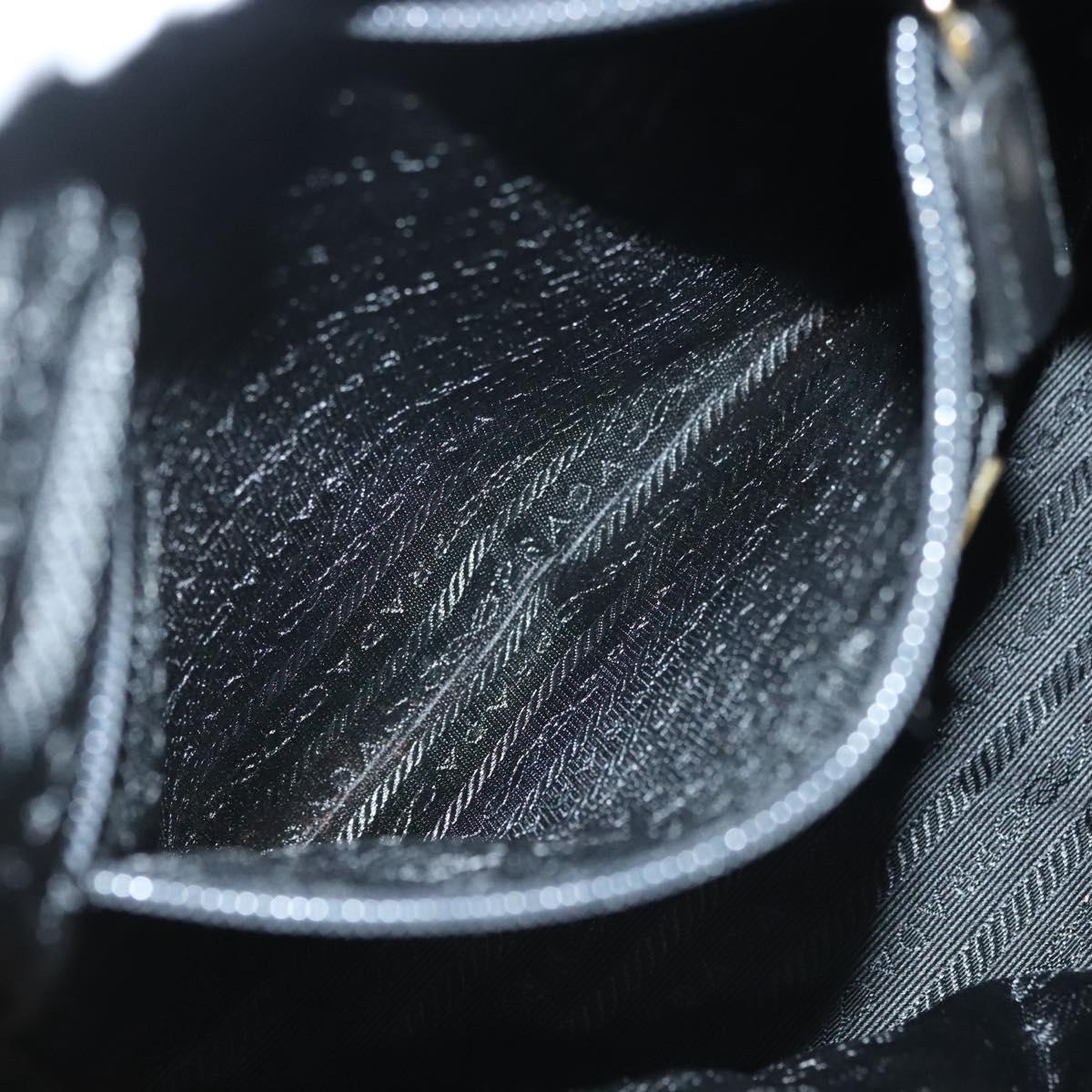 PRADA Chain Shoulder Bag Leather Black Gold Auth yk18939