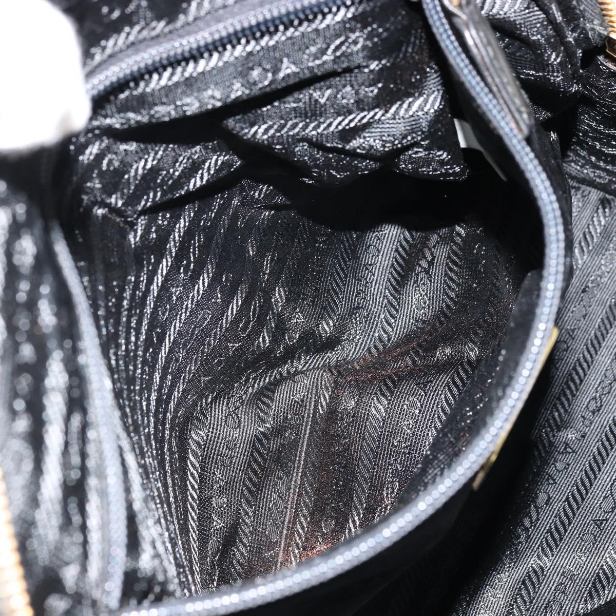 PRADA Chain Shoulder Bag Leather Black Gold Auth yk18939