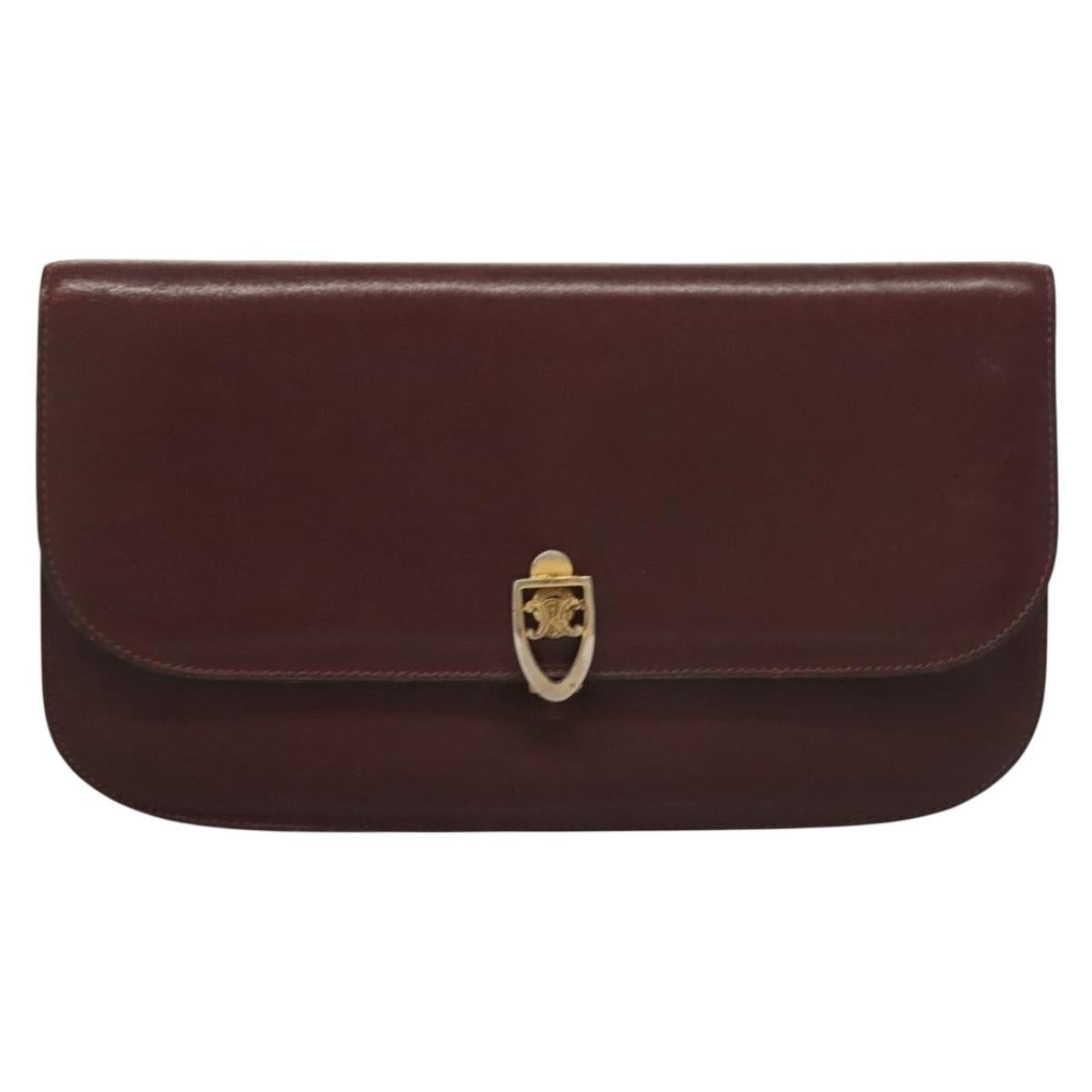 CELINE Macadam Canvas Pouch Clutch Bag 2Set Brown Auth yk18950